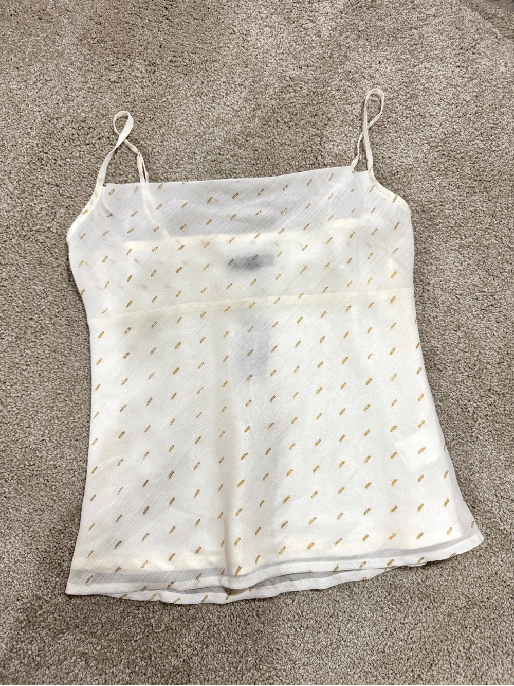 Express White Tank Top with Gold Dot Print
